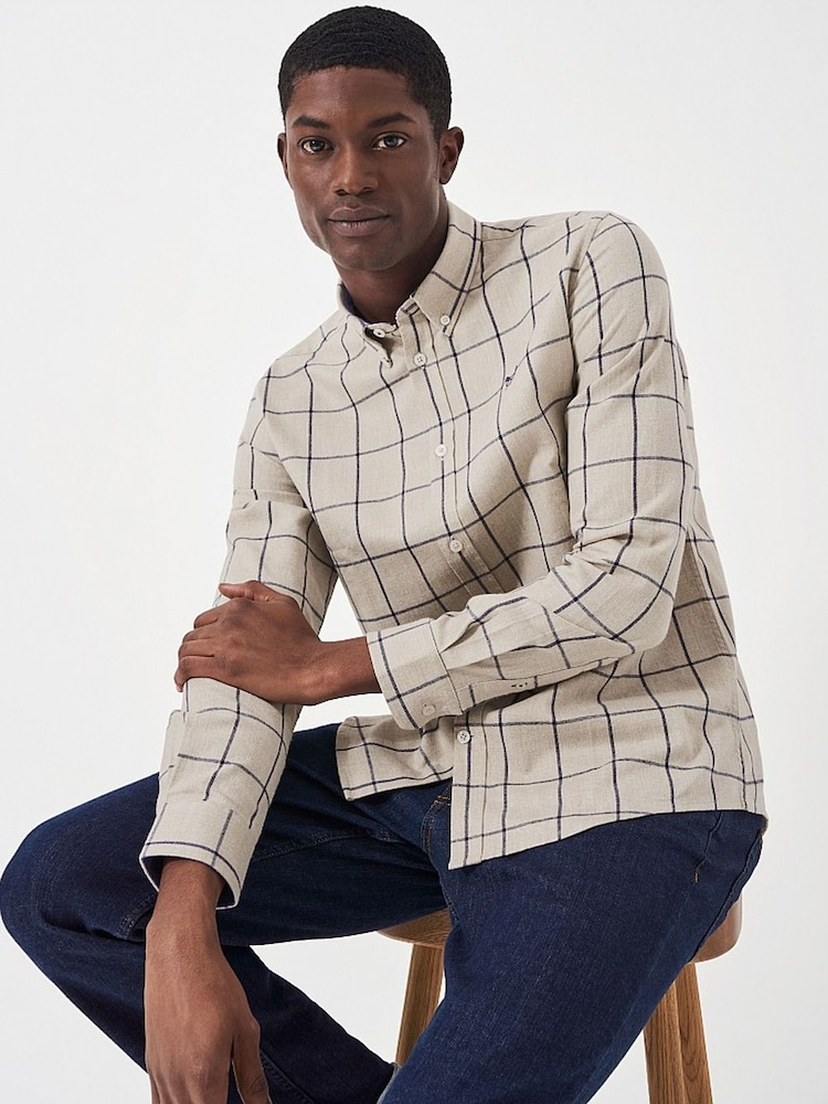 Crew Clothing Natural Brushed Twill Slim Fit 100% Cotton Shirt - Image 4 of 4