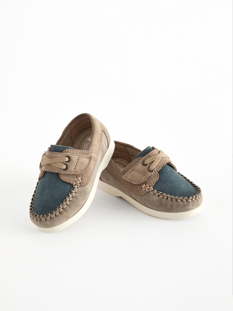 Stone/Mineral Blue Leather Boat Shoes - Image 1 of 5