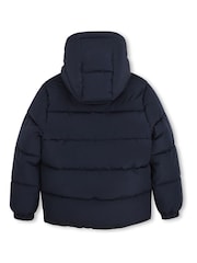 BOSS Blue Hooded Puffer Jacket - Image 2 of 3
