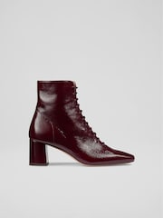 Красный - LK Bennett Open Lace-Up Arabella Boots - Image 1 of 4