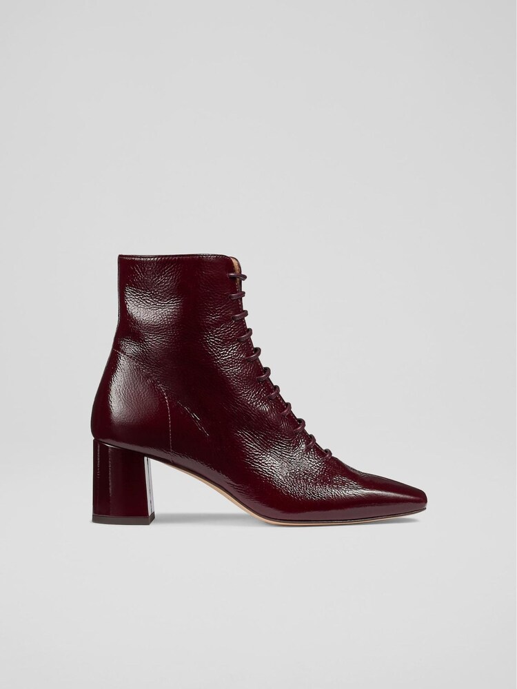 Красный - LK Bennett Open Lace-Up Arabella Boots - Image 1 of 4