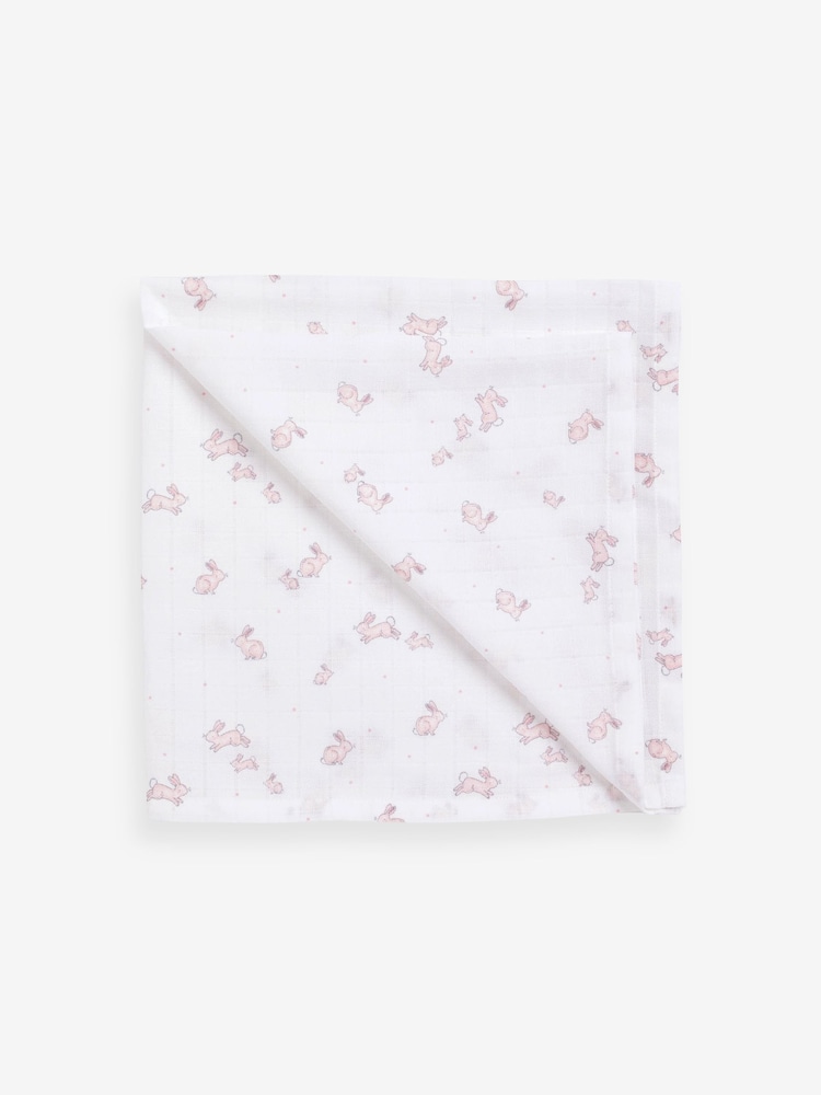 Roza zajec - 100% bombaž Muslin dojenček Krpe 4 komplet - Slika 2 iz 6 Roza zajec - 100% bombaž Muslin dojenček Krpe 4 komplet - Slika 2 iz 6