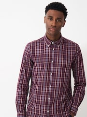 Crew Clothing Red Richmond Brushed 100% Cotton Checked Shirt - Image 4 of 5