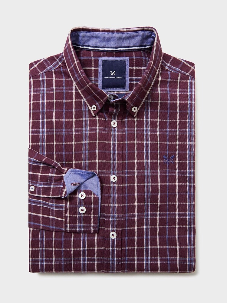 Crew Clothing Red Richmond Brushed 100% Cotton Checked Shirt - Image 5 of 5