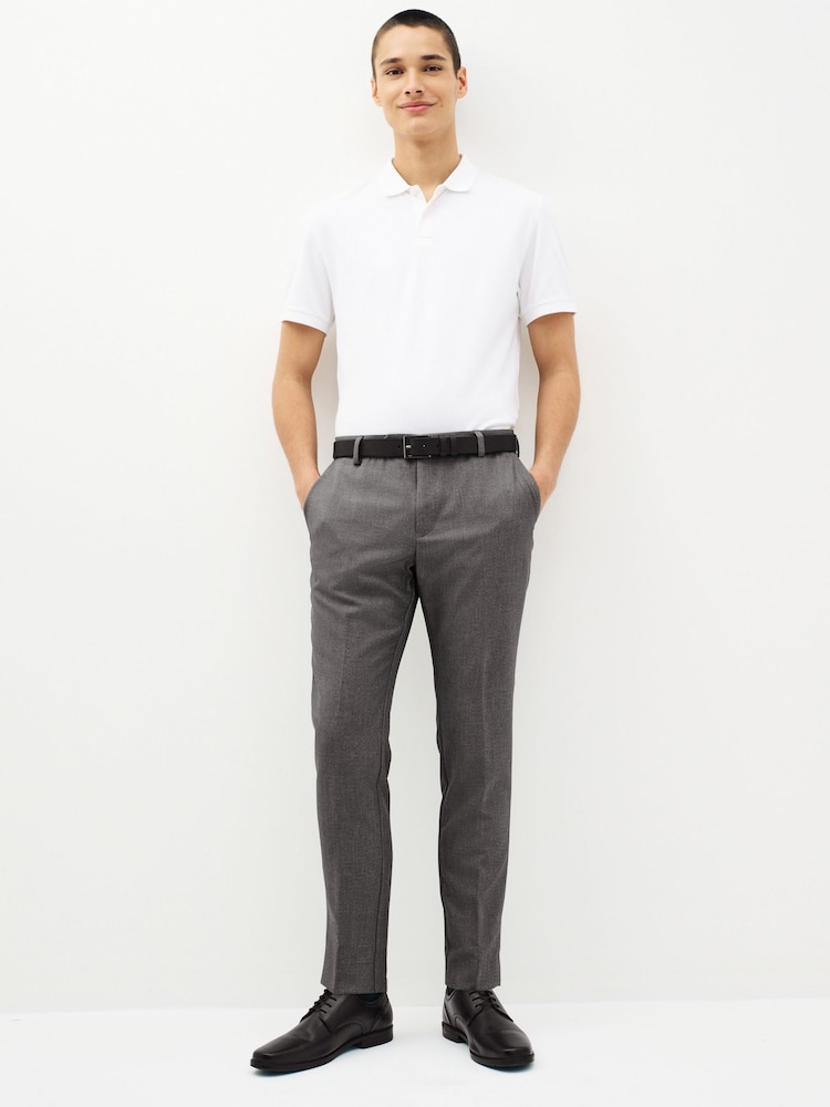 Light Grey Skinny Machine Washable Plain Front Smart Trousers - Image 2 of 7