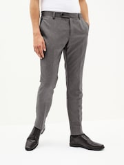 Light Grey Skinny Machine Washable Plain Front Smart Trousers - Image 3 of 7