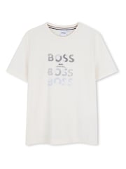 Cream - Tricou din jerseu cu mânecă scurtă BOSS - Imaginea 1 din 3