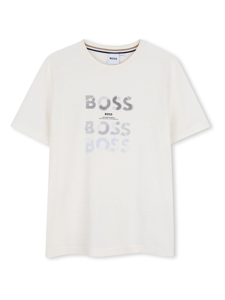 Cream - Tricou din jerseu cu mânecă scurtă BOSS - Imaginea 1 din 3 Cream - Tricou din jerseu cu mânecă scurtă BOSS - Imaginea 1 din 3
