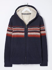 FatFace Blue Borg Lined Fairisle Knit Hoodie - Image 5 of 5