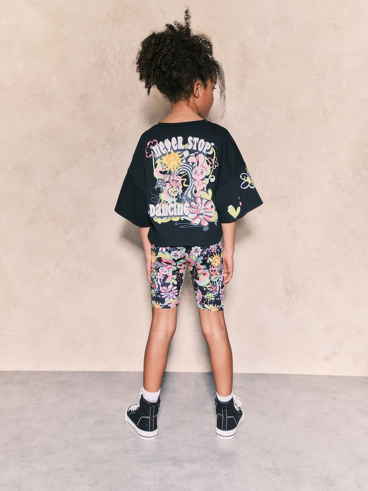 Black Graffiti T-Shirt And Cycling Shorts Set (3-16yrs) - Image 2 of 6 Black Graffiti T-Shirt And Cycling Shorts Set (3-16yrs) - Image 2 of 6