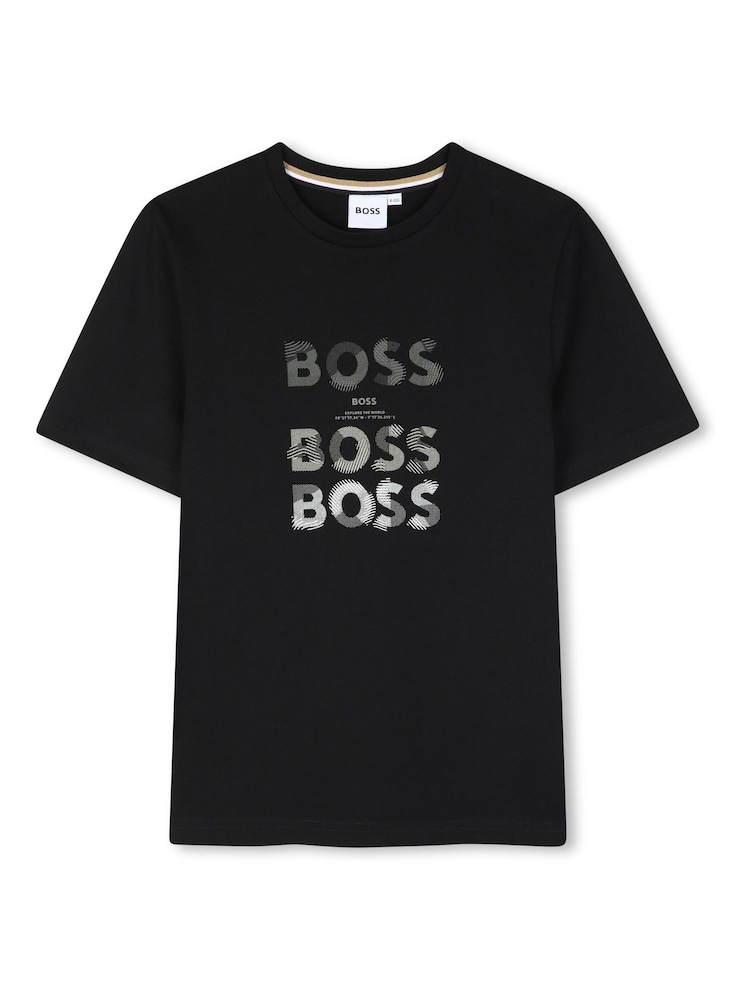 Negru - Tricou din jerseu cu mânecă scurtă BOSS - Imaginea 1 din 3 Negru - Tricou din jerseu cu mânecă scurtă BOSS - Imaginea 1 din 3
