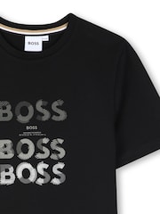 Negru - Tricou din jerseu cu mânecă scurtă BOSS - Imaginea 3 din 3