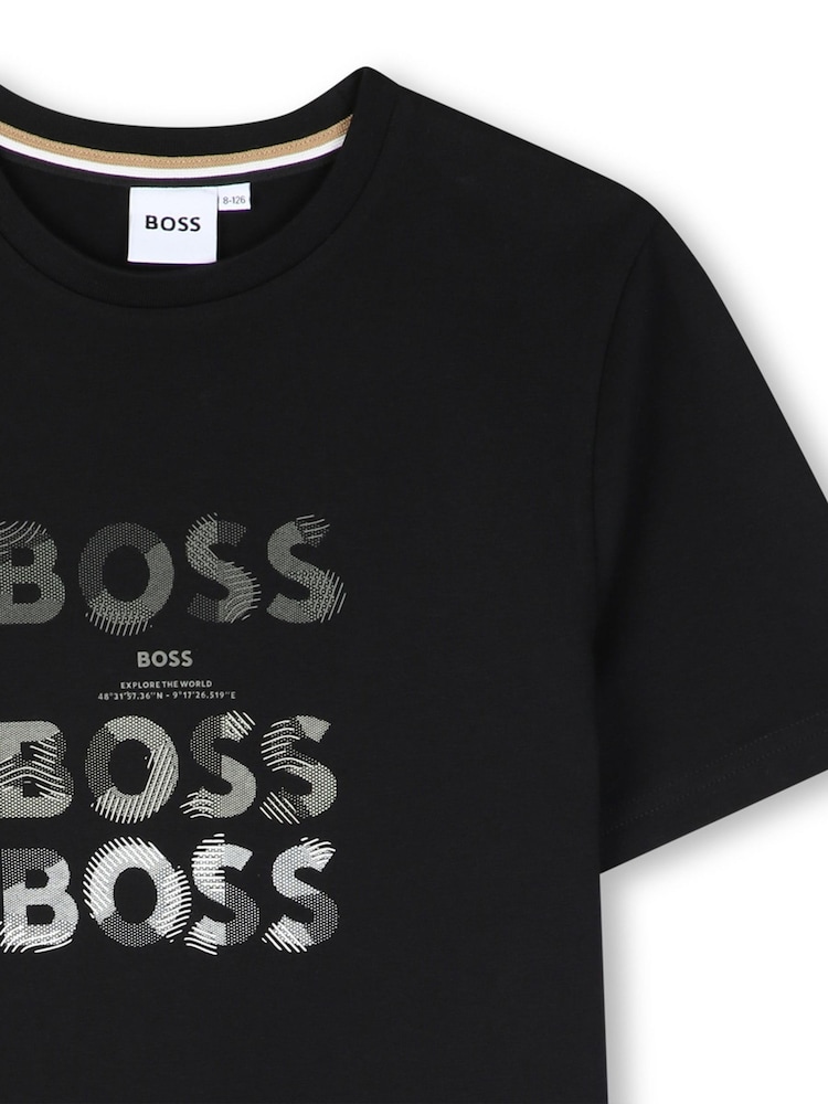 Negru - Tricou din jerseu cu mânecă scurtă BOSS - Imaginea 3 din 3 Negru - Tricou din jerseu cu mânecă scurtă BOSS - Imaginea 3 din 3