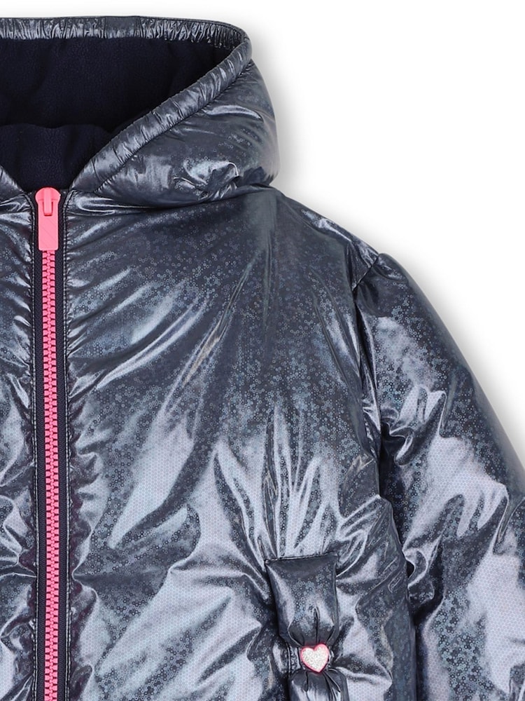 Billieblush Blue Hooded Puffer Jacket - Image 3 of 3 Billieblush Blue Hooded Puffer Jacket - Image 3 of 3