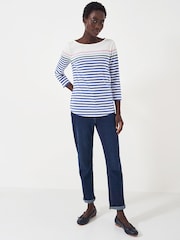 Crew Clothing Company White/Blue 100% Cotton Essential Breton Stripe Top - Image 1 of 5