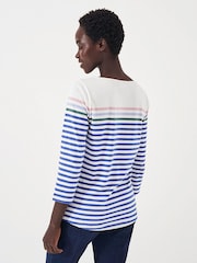 Crew Clothing Company White/Blue 100% Cotton Essential Breton Stripe Top - Image 2 of 5