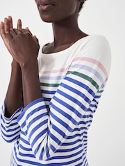 Crew Clothing Company White/Blue 100% Cotton Essential Breton Stripe Top - Image 3 of 5