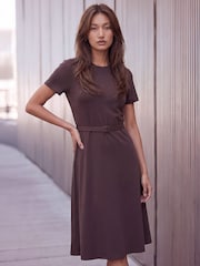 Коричневий - Roman Ponte Belted Short Dress - Image 1 of 4