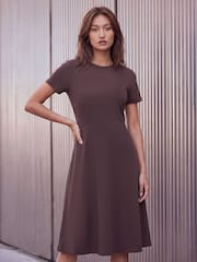 Коричневий - Roman Ponte Belted Short Dress - Image 4 of 4