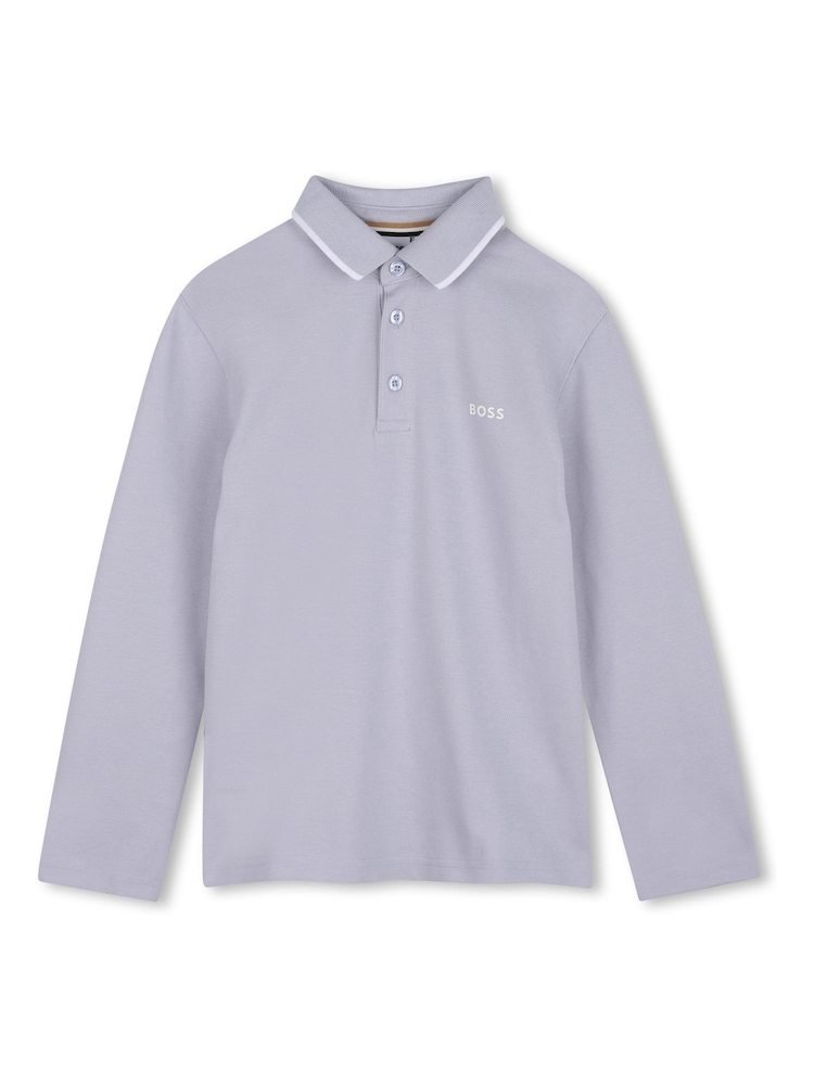 BOSS Long-Sleeved Jersey Polo Shirt - Image 1 of 3