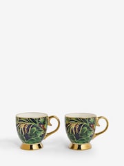 Clarke & Clarke Set of 2 Indigo Blue/Gold Monkey Business Footed Mugs - Image 2 of 2