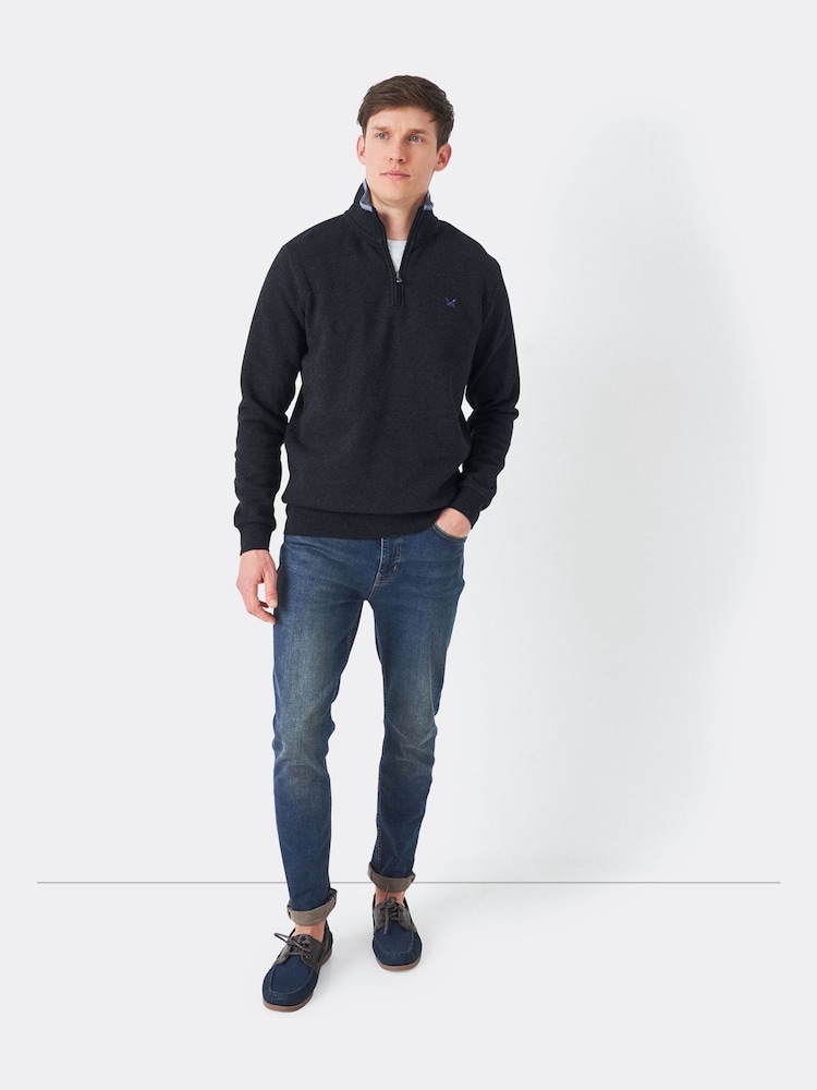Crew Clothing Black Classic Quarter Zip Sweatshirt - Image 2 of 4