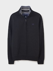 Crew Clothing Black Classic Quarter Zip Sweatshirt - Image 4 of 4