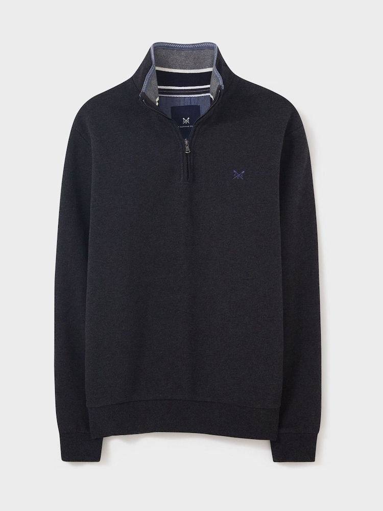 Schwarz - Crew Clothing Klassisches Sweatshirt mit Viertelreißverschluss - Bild 4 von 4 Schwarz - Crew Clothing Klassisches Sweatshirt mit Viertelreißverschluss - Bild 4 von 4