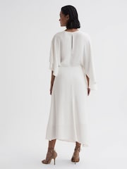 Reiss Ivory Naomi Cape Sleeve Asymmetric Maxi Dress - Image 3 of 4