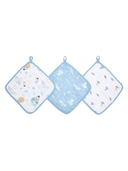 aden + anais Natural Essentials Space Explorers 100% Cotton Muslin Washcloths 3 Pack - Image 1 of 2