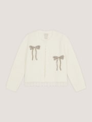 Monsoon Cream Embellished Bow Cardigan - Image 1 of 3