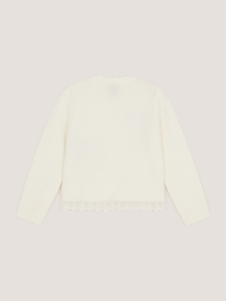 Monsoon Cream Embellished Bow Cardigan - Image 2 of 3