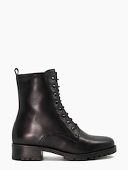 Dune London Black Prestone Cleated Sole Lace-Up Hiker Boots - Image 1 of 6