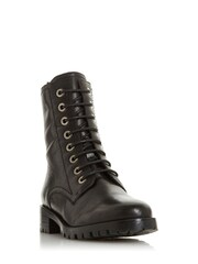Dune London Black Prestone Cleated Sole Lace-Up Hiker Boots - Image 4 of 6