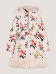 Monsoon Botanical Print Faux Fur Hood Coat - 4의 이미지 2