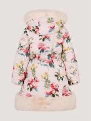Monsoon Botanical Print Faux Fur Hood Coat - 4의 이미지 3