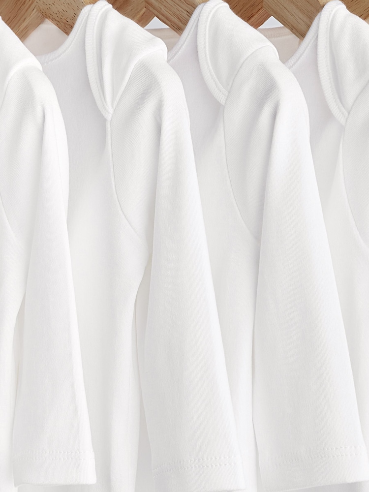 White 7 Pack Essential Baby Long Sleeve Bodysuits - Image 3 of 5
