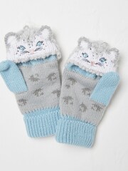 FatFace Grey Sadie Snow Leopard Print Gloves - Image 2 of 2
