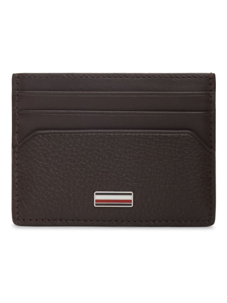 Tommy Hilfiger Brown Leather Signature Plaque Card Holder - Image 1 of 4 Tommy Hilfiger Brown Leather Signature Plaque Card Holder - Image 1 of 4