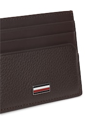 Tommy Hilfiger Brown Leather Signature Plaque Card Holder - Image 4 of 4