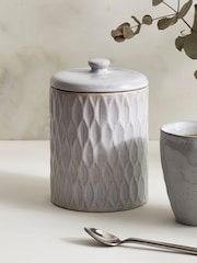 Grey Embossed Geo Single Storage Jars - Image 1 of 3