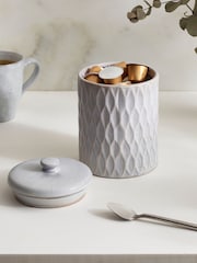Grey Embossed Geo Single Storage Jars - Image 2 of 3