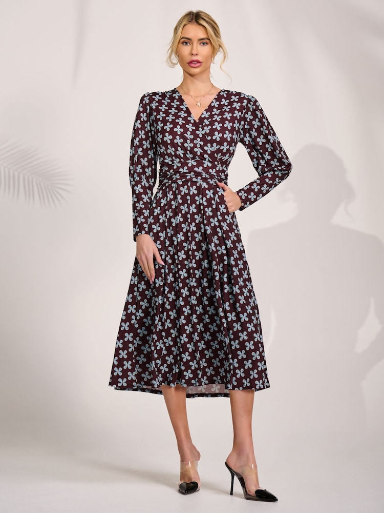 Jolie Moi Brown Long Sleeve Jersey Midi Dress - Image 1 of 6 Jolie Moi Brown Long Sleeve Jersey Midi Dress - Image 1 of 6