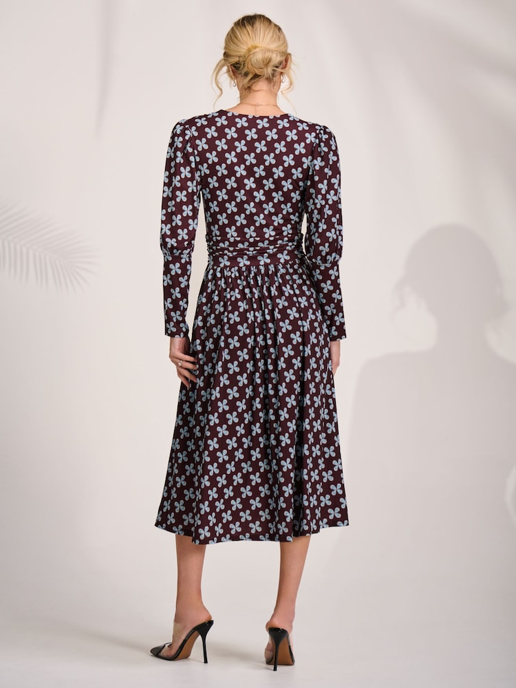 Jolie Moi Brown Long Sleeve Jersey Midi Dress - Image 2 of 6 Jolie Moi Brown Long Sleeve Jersey Midi Dress - Image 2 of 6