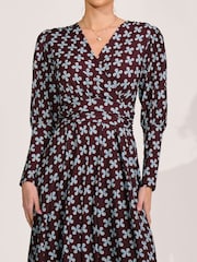 Jolie Moi Brown Long Sleeve Jersey Midi Dress - Image 3 of 6