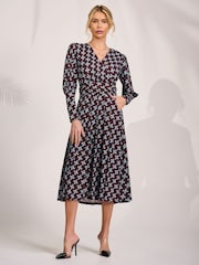 Jolie Moi Brown Long Sleeve Jersey Midi Dress - Image 4 of 6
