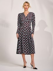 Jolie Moi Brown Long Sleeve Jersey Midi Dress - Image 5 of 6