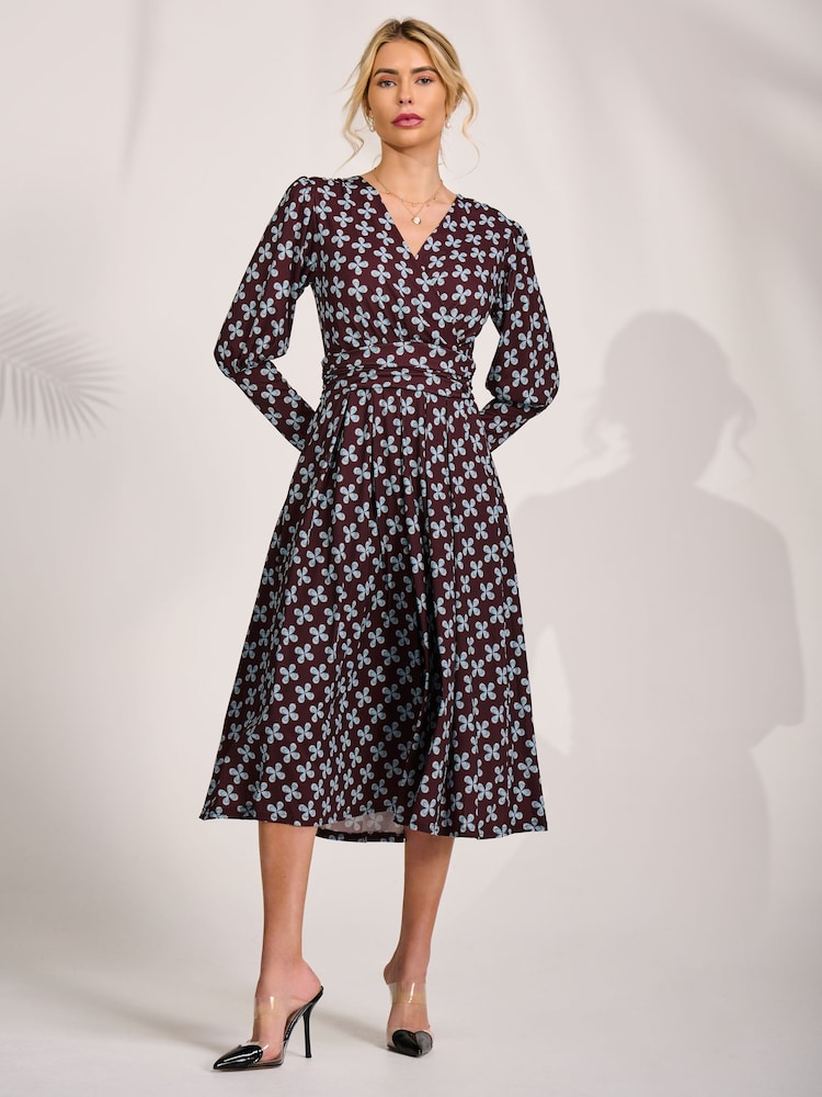 Jolie Moi Brown Long Sleeve Jersey Midi Dress - Image 6 of 6 Jolie Moi Brown Long Sleeve Jersey Midi Dress - Image 6 of 6