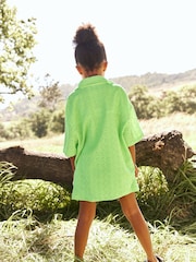 Lime Green Oversized Textured Shirt And Shorts Set (3-16yrs) (3-16yrs) - Image 2 of 10