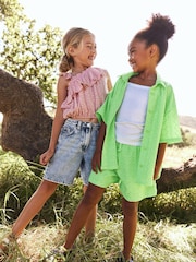 Lime Green Oversized Textured Shirt And Shorts Set (3-16yrs) (3-16yrs) - Image 5 of 10